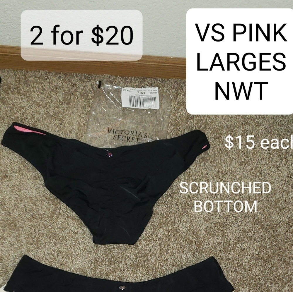 VS PINK SCRUNCHED BUTT SWIM BOTTOMS
